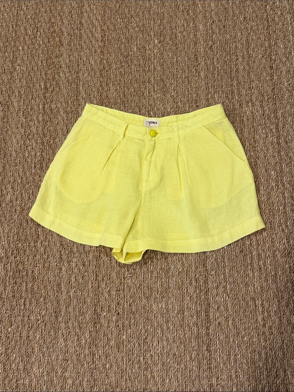 L'AGENCE Yellow High-Waist Linen Shorts